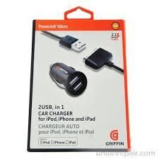 Griffin PowerJolt Micro Dual ipod iphone 4s 4 i pod ipad phone 2 Car USB charg