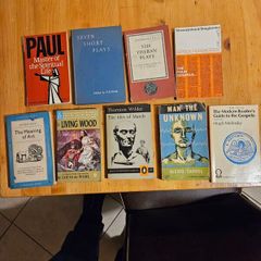 9 X RELIGIOUS,ART,AND THEATRE BOOKS FROM 1940-50-60s. All paperback in good condition. See photos for same.