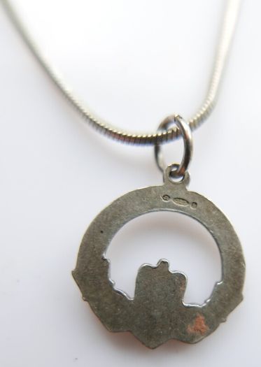 Vintage 925 Sterling Silver Claddagh Pendant Necklace length 16" - 5,2g