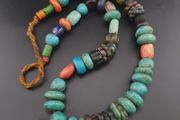 Vintage Turqouise Color Old Resin &amp; Glass Beads Necklace