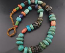 Vintage Turqouise Color Old Resin & Glass Beads Necklace