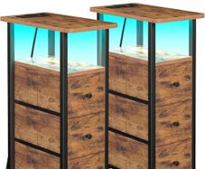 Slim Bedside Table Set of 2 with Charging Station