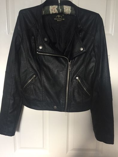 Black jacket leather look