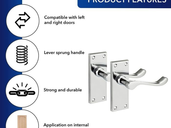 Chrome Elegance Range Polished Chrome Victorian Scroll Lever Latch Handles, Polished Chrome Backplate Door Handles, Contemporary Design for Internal Wooden Doors (FREE POSTAGE)