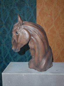 Large horse head statue