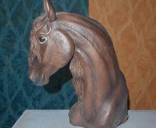 Large horse head statue