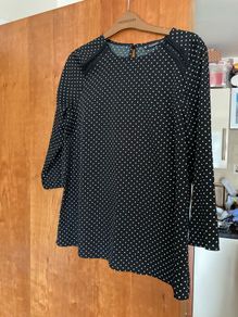 Dunnes Stores Black and white polka dot Long Sleeve Blouse UK8-10