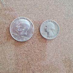 1968 D. Half Dollar Kennedy and 1969 Liberty quarter dollar