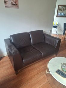 2 seater leather brown couch