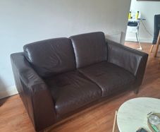 2 seater leather brown couch
