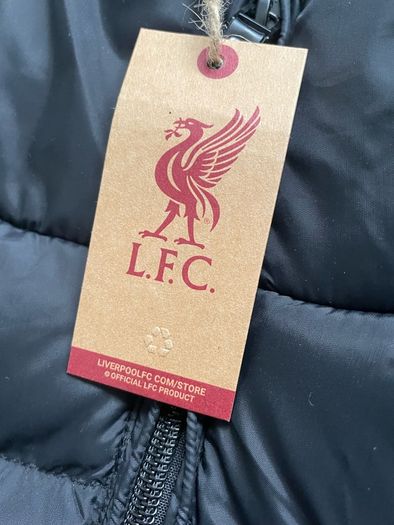 Liverpool Mens Long Puffa Coat Black Football Jacket