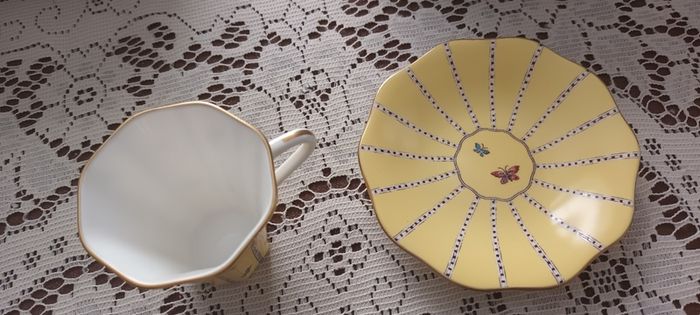 Wedgewood Harlequin Collection Yellow Butterfly Cup and Saucer