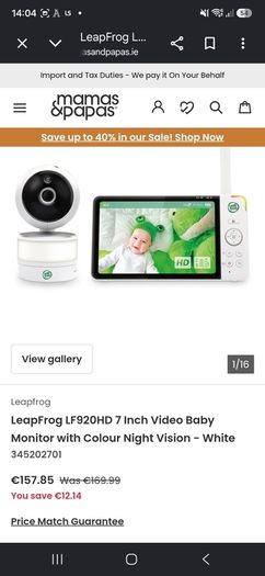 Leap Frog LF920HD 7 inch Video Baby Monitor
