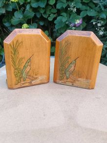 A Pair of Art Deco Hand Painted Wooden Bookends