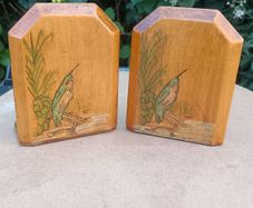 A Pair of Art Deco Hand Painted Wooden Bookends