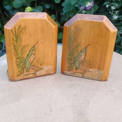 A Pair of Art Deco Hand Painted Wooden Bookends
