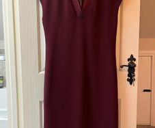 Ted Baker Burgundy V Neck Dress as new - Size TB 3 / Size 12
