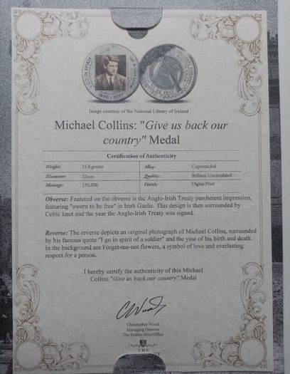 Michael Collins Commemorative Coins - The Path To Freedom Coin - Building The New Ireland Coin