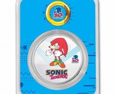 2021 Niue 2 NZD Sonic the Hedgehog Knuckles 30th Anniversary 1 oz Silver Colorized Coin BU Slab