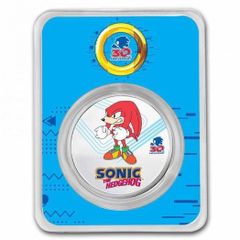 2021 Niue 2 NZD Sonic the Hedgehog Knuckles 30th Anniversary 1 oz Silver Colorized Coin BU Slab