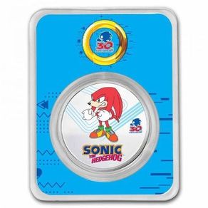 2021 Niue 2 NZD Sonic the Hedgehog Knuckles 30th Anniversary 1 oz Silver Colorized Coin BU Slab