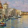 Original Italian harbour painting Image 3