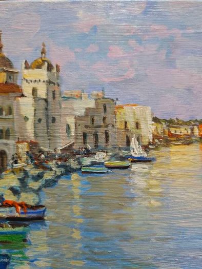 Original Italian harbour painting