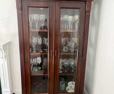 Large Ornate 7ft Wooden Glass Display Cabinet