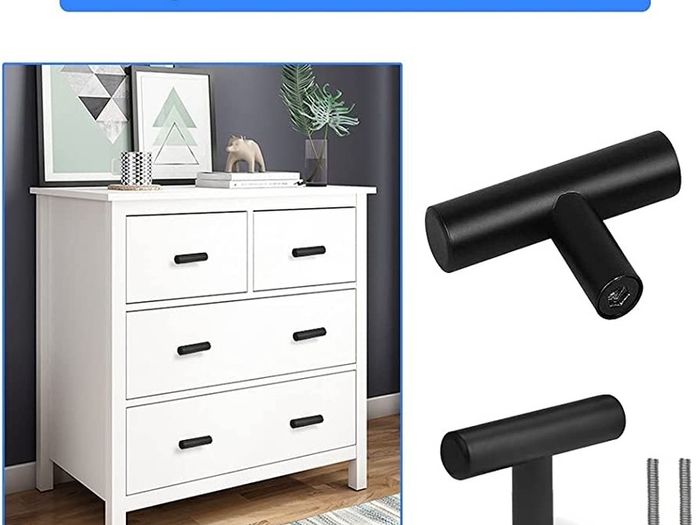 15 Pcs Black Cabinet Handles,T Bar Handle Stainless Steel Cabinet Knobs Single Hole Pulls Drawer Pulls Small Drawer Handles T Handles for Cupboard,Bathroom,Wardrobe,Drawer 50mm/2 Inch Long (FREE POSTAGE)