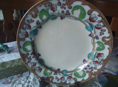Antique Art Noveau Styling Hand Painted Red Pattern 4342 Plate