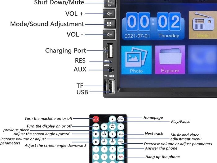 7" MP5 car single din stereo radio touchscreen