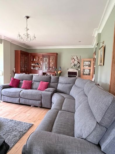 Grey Electric Reclining Sofa + Mila Footstool