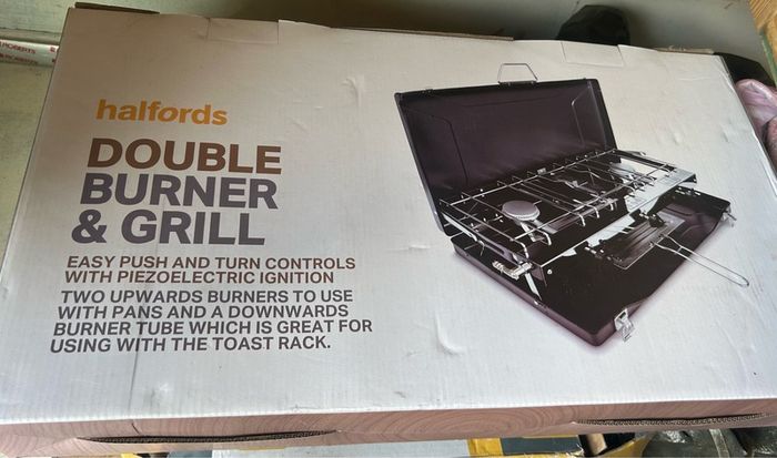 Halfords double stove and grill (new)