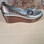 Womens Marco Moreo wedge shoes slip on gold and silver Size UK 4 EU 36.5 platform heel Image 9