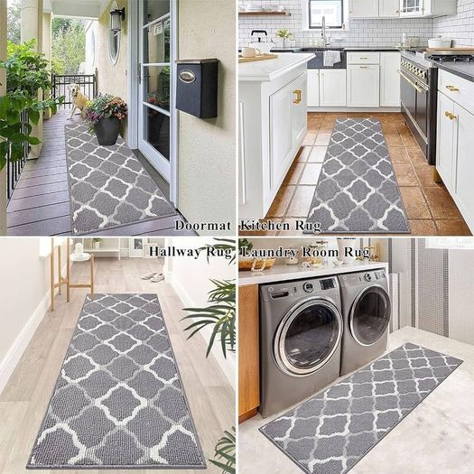MULTIPLE SIZES AVAILABLE Hallway Runner Grey 50 x 150 cm Runner Rug for Hallway Non Slip Washable Kitchen Runner Rug Door Runner Absorbent Carpet Runners Hallway Runner Rug for Entryway