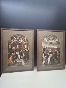 Vintage Pair Framed Renaissance Religious Prints Domenico Alfani