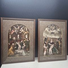 Vintage Pair Framed Renaissance Religious Prints Domenico Alfani