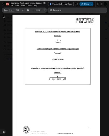 Leaving Cert Economics Institute Notes