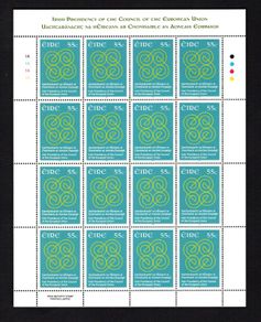 2013 Ireland Irish Presidency of the Council of the European Union Commemorative Stamp Sheetlet Plate 1A1A1A1A Mint Never Hinged (MNH)