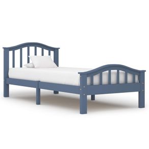 Bed Frame Grey Solid Pinewood 90x200 cm