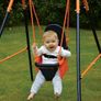 Folding Baby Swing Set | Age 6-36 Months | Outdoor Garden or Home Play Equipment Children | Adjustable Kids Playground | Toddler Toy Chair High Back, Blue/Orange Image 2