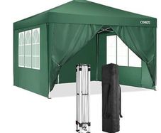 3 x 3 m Waterproof Popup Flat Gazebo with 4 Side Panels