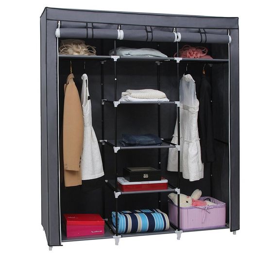 Canvas Wardrobe Cupboard Clothes Hanging Rail FREE DELIVERY NATIONWIDE