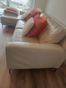 Butter leather sofa with eight chaise longue