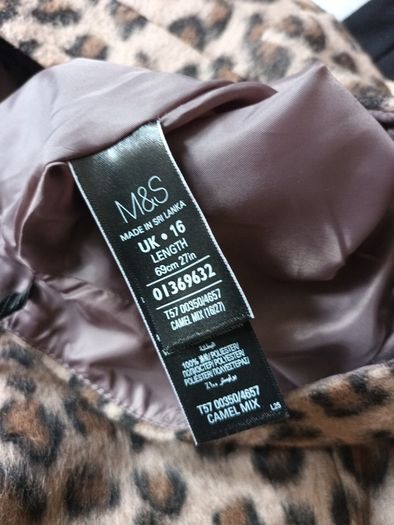 M&S Camel Milx Animal Print  Skirt. S. 16.  B.N.W.T