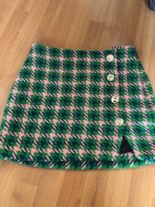 Brand new river island heavy tweed houndstooth navy green and pink mini skirt
