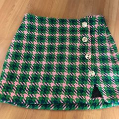 Brand new river island heavy tweed houndstooth navy green and pink mini skirt