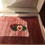 1920s Antique Brass & Enamel Sacred Heart Shamrock Brooch Image 2