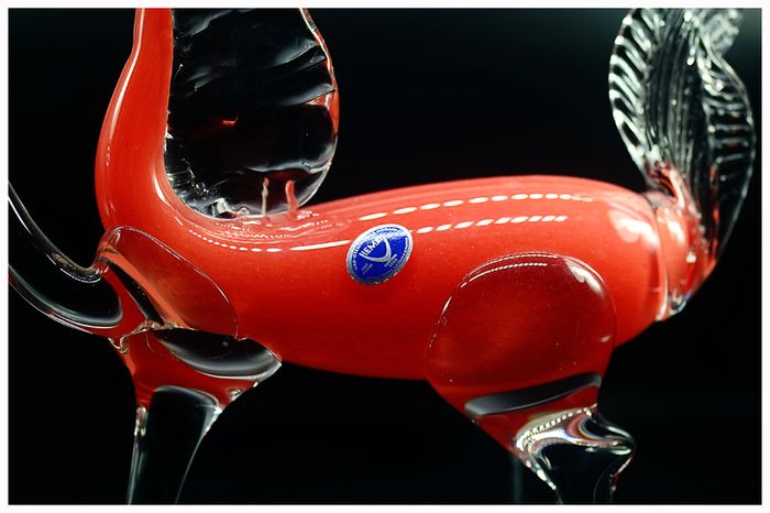 Vintage Modernist Stylised Glass Red Horse made in Belarus.