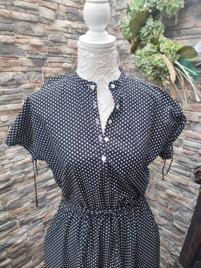 Vintage Betty Barclay Navy and cream polkadot midi dress
